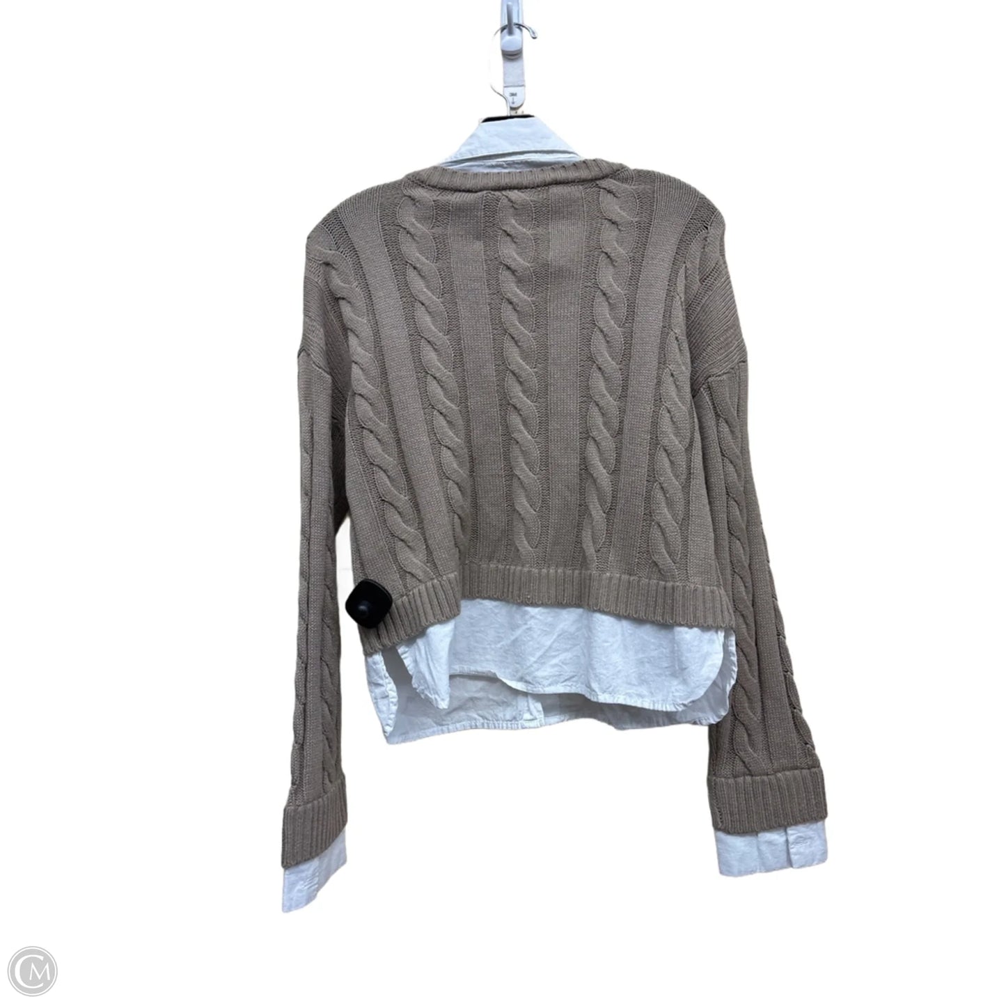Top Long Sleeve By Blu Pepper In Brown & White, Size: S