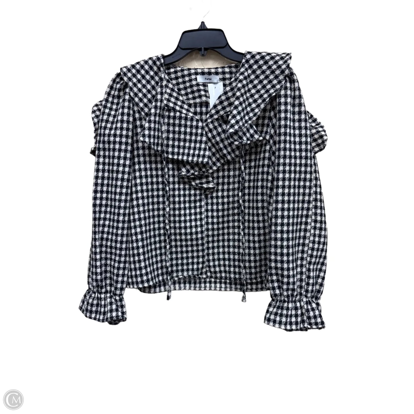 Top Long Sleeve By Clothes Mentor In Black & Tan