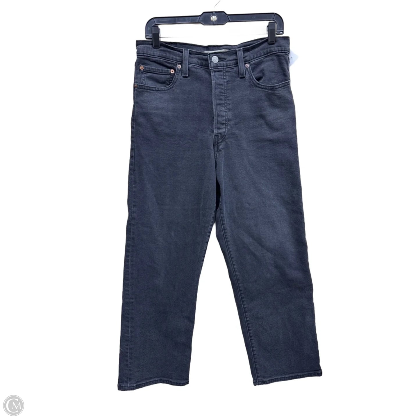 Jeans Straight By Levis In Black Denim, Size: 10