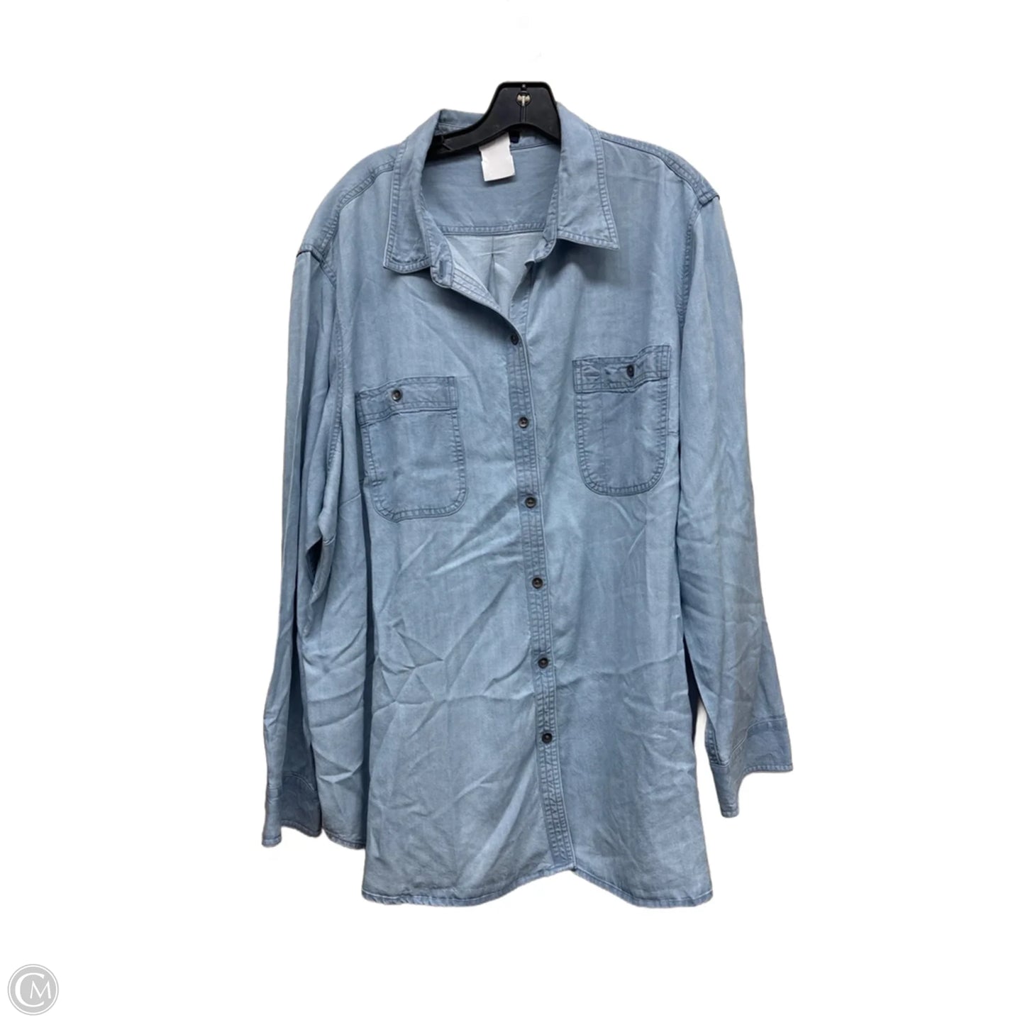 Top Long Sleeve By Chaps In Blue Denim, Size: 2x