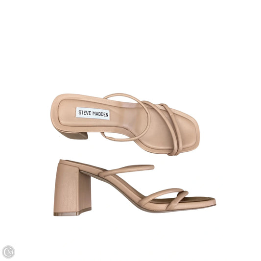 Sandals Heels Block By Steve Madden In Tan, Size: 7.5