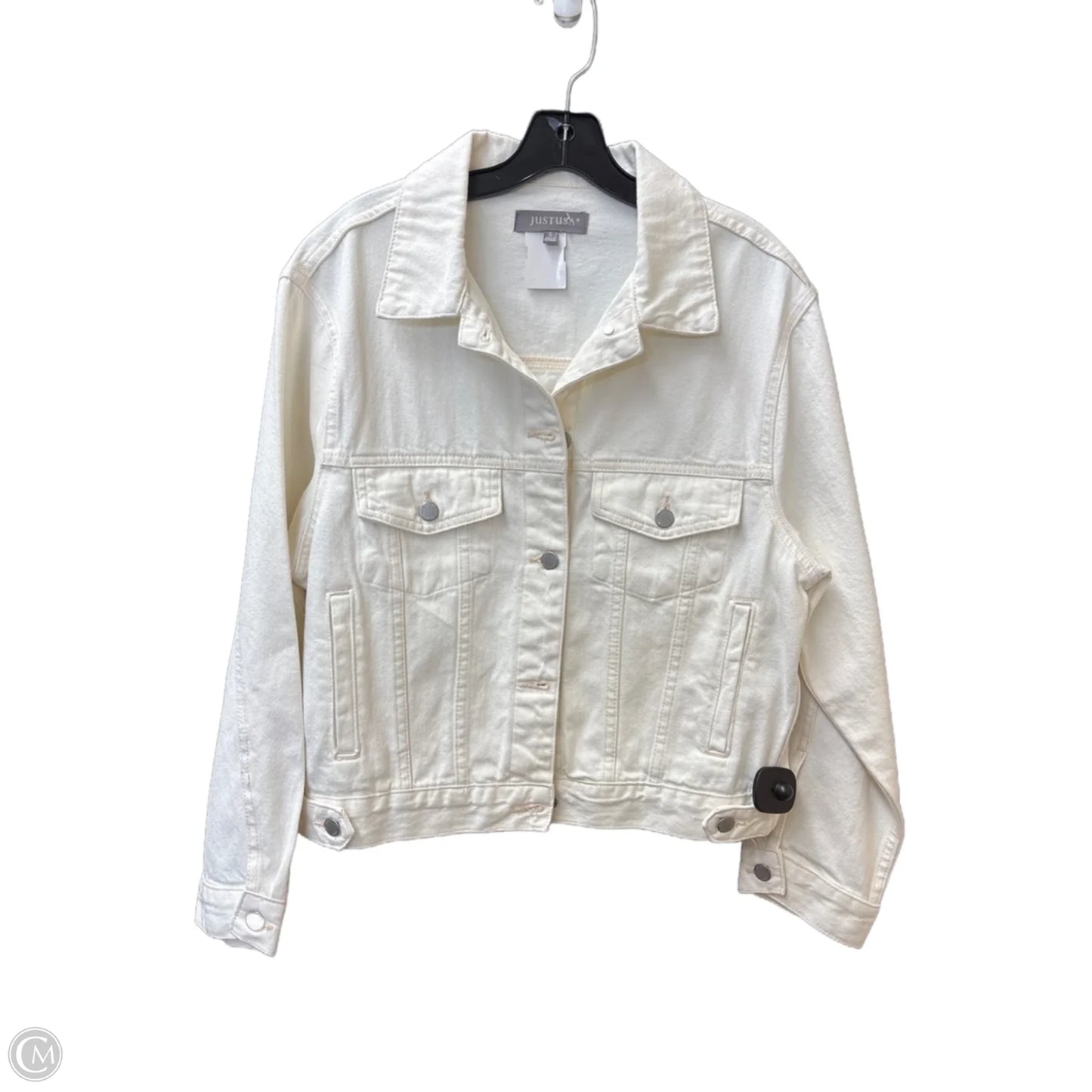 Jacket Denim By Clothes Mentor In White Denim, Size: S