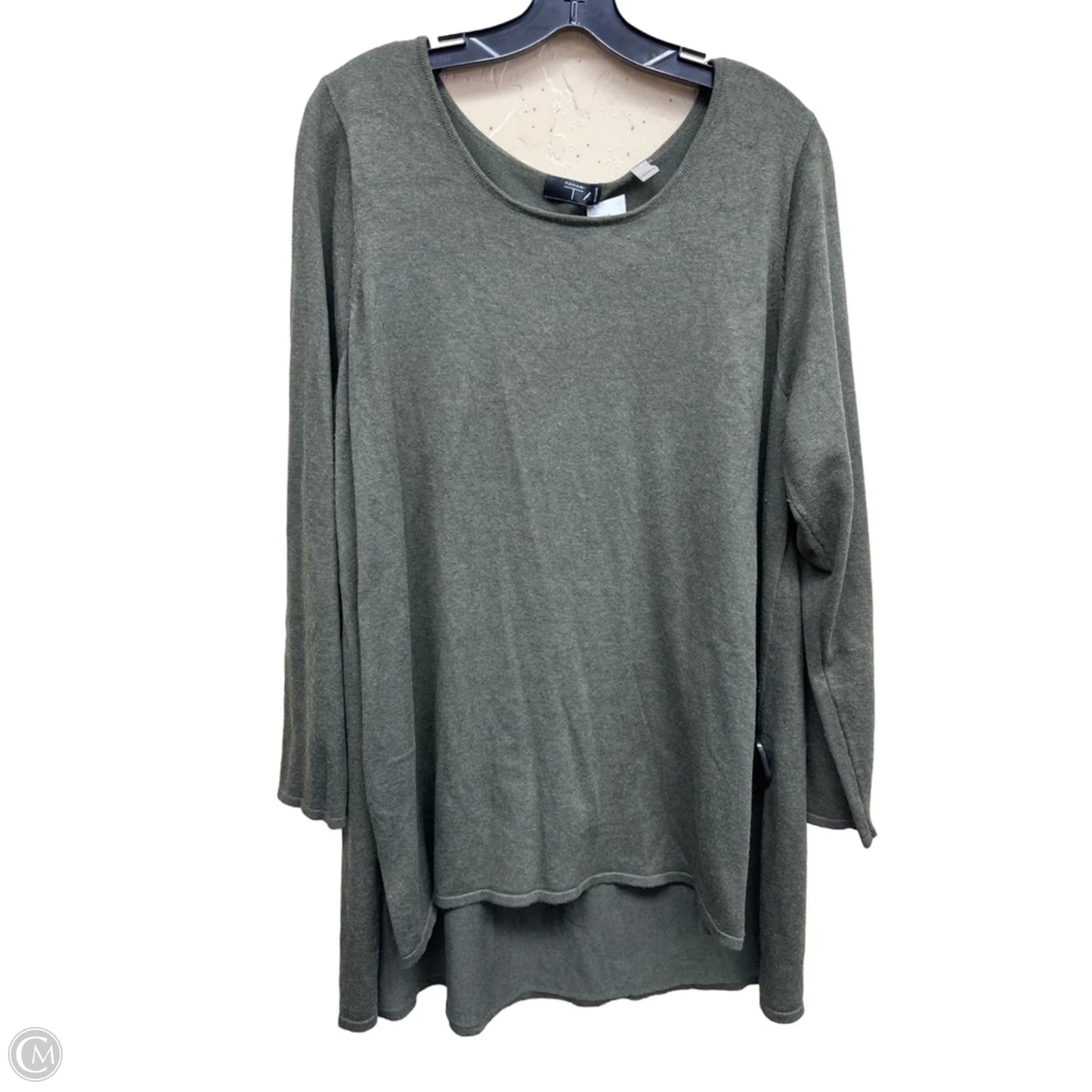 Top Long Sleeve By Tahari By Arthur Levine In Green, Size: 1x